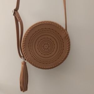 Boho Round Tan Crossbody Bag